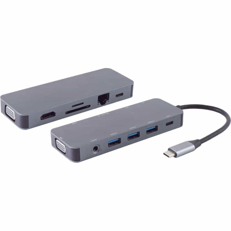 S-CONN S/CONN maximum connectivity USB-DOCK--USB-C multiport Dockingstation, 11in1, HDMI, VGA, PD, H