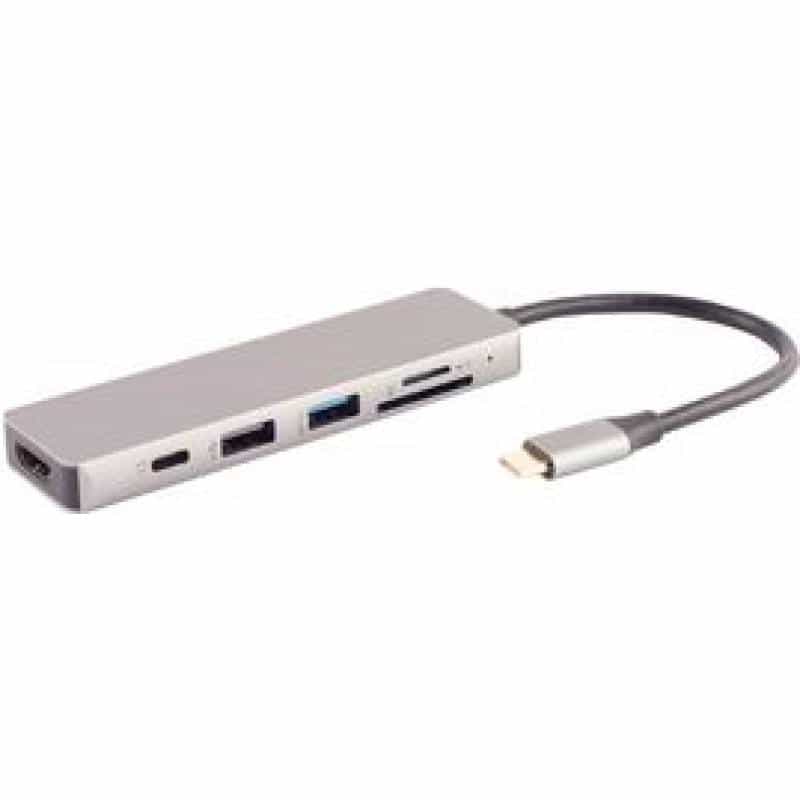 S-CONN shiverpeaks ®-BASIC-S--USB-DOCK--USB-C multiport Dockingstation, 6in1, HDMI, PD, Hub, SD (BS1