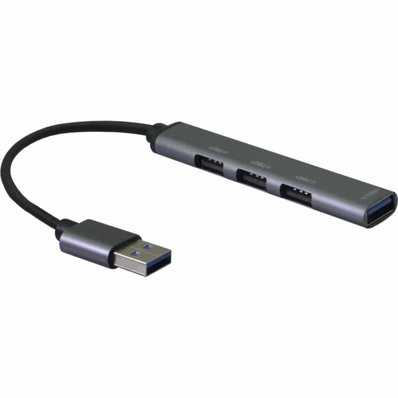 HERWECK Helos HUB, 4in1 USB-A 3.0 St./3x USB-A 2.0 Bu. + 1x USB-A 3.0 Bu., spacegrau