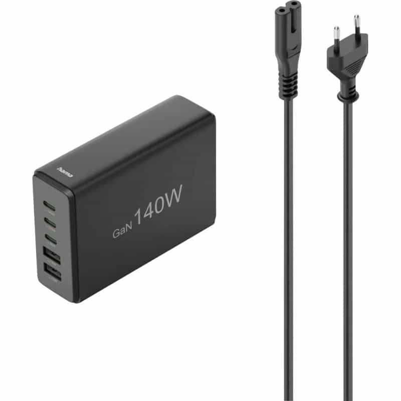 HAMA Ladestation 5 Ports GaN Schnellladegeraet 3xUSB-C 2xUSB-A PD 140 W (00201978)