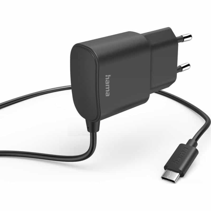 HAMA Ladegerät mit USB-C-Anschluss, 12 W, 1,0 m, Schwarz (00201618)