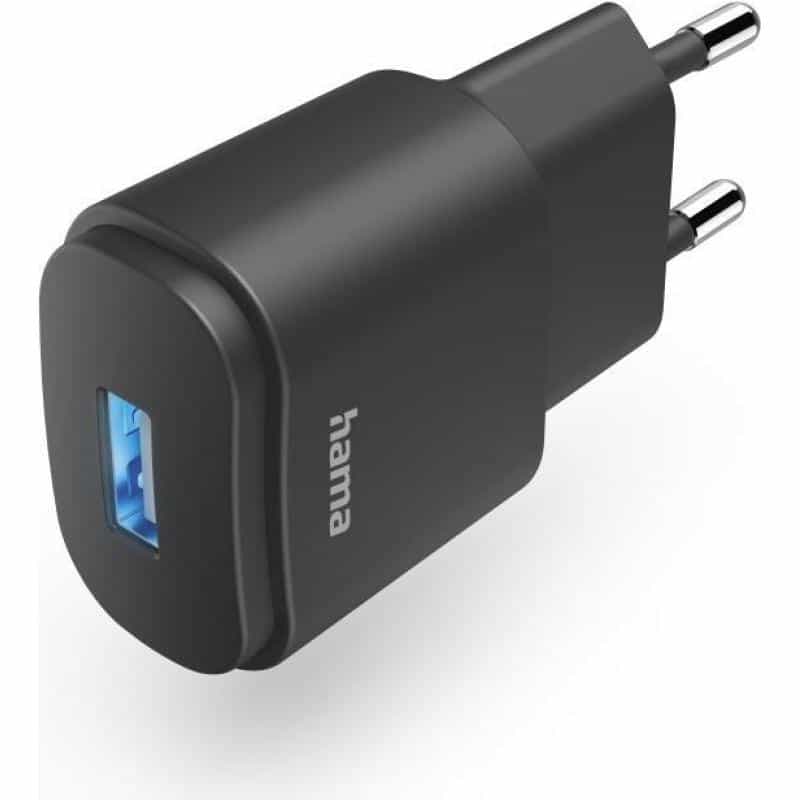 HAMA USB-Ladegerät, USB-A-Netzteil, Universaladapter, LED-Anzeige, 6 W, Schwarz (00223372)