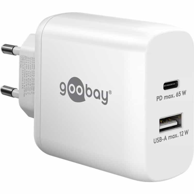 GOOBAY USB-C? PD Dual-Schnellladegerät (65 W) weiß (65410)