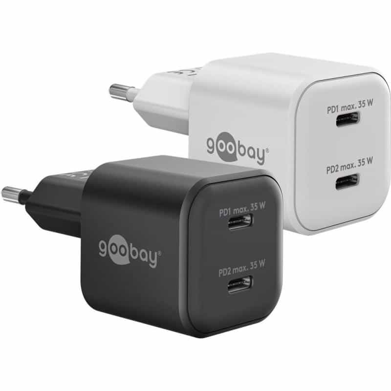 GOOBAY USB-C PD GaN Dual-Schnellladegerät Nano 35 W schwarz - 2 Stück -Anschluss Power
