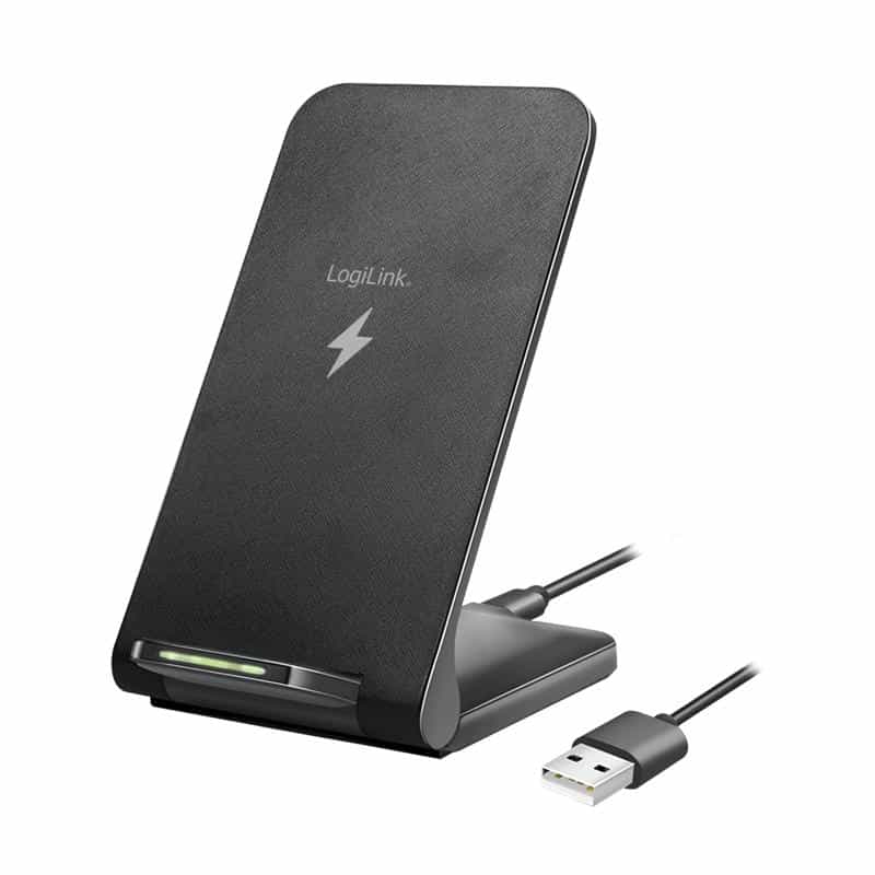 LOGILINK Wireless Quick Charging Stand 15 W, twin coil, black
