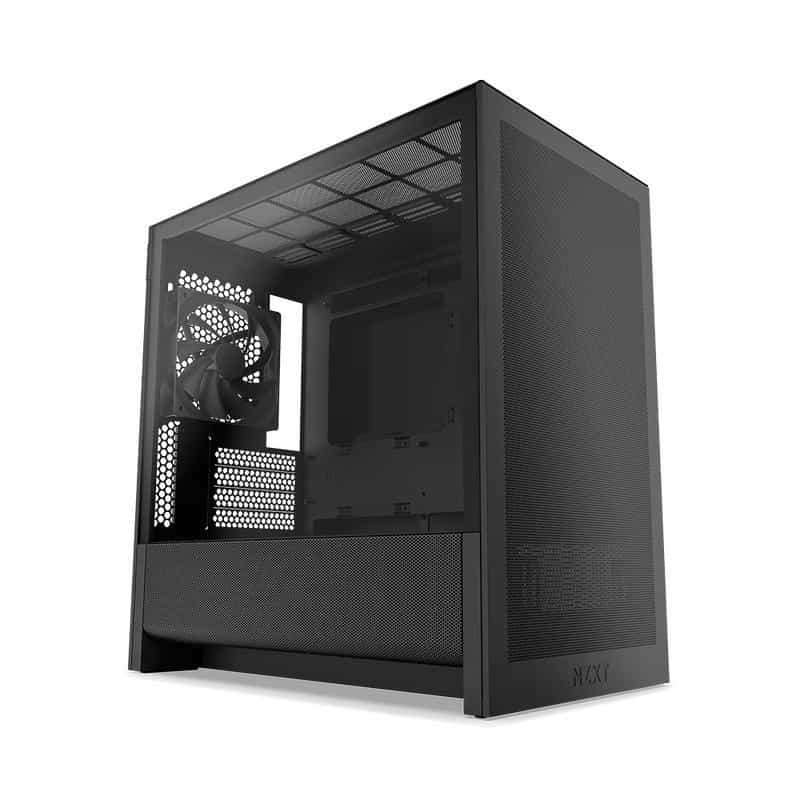 NZXT H3 Flow (2025) All Black Midi Tower mATX Gaming Gehäuse schwarz mit Glasfenster