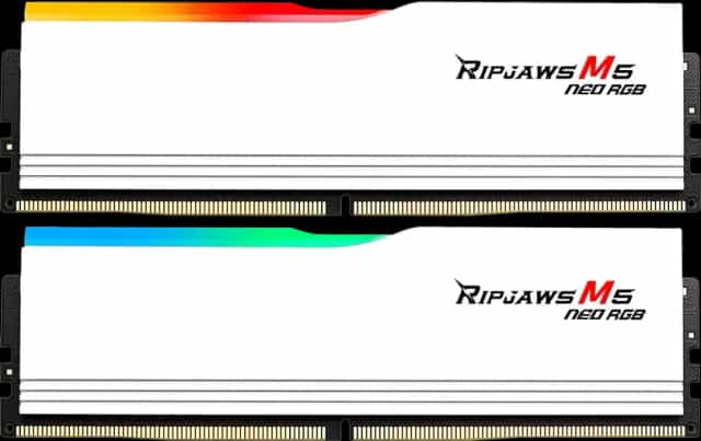 64GB G.Skill Ripjaws M5 Neo RGB weiß UDIMM Kit, DDR5-6000, CL36-36-36-96