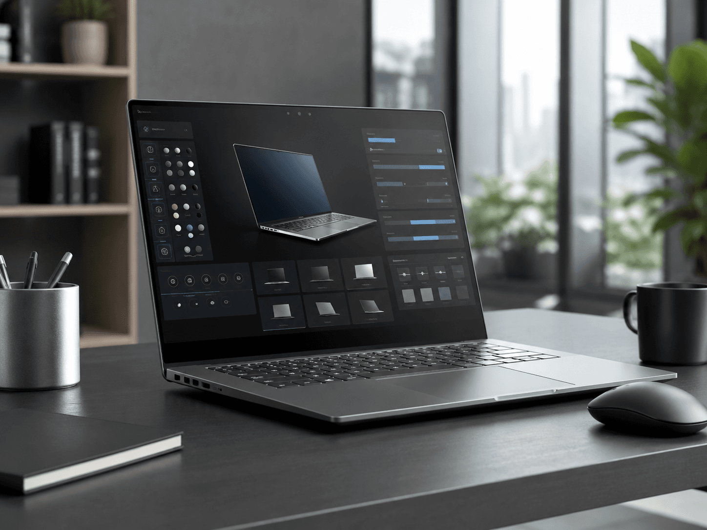 Dell Laptop Konfigurator mit moderner Notebook-Auswahl in einem professionellen BÃ¼ro