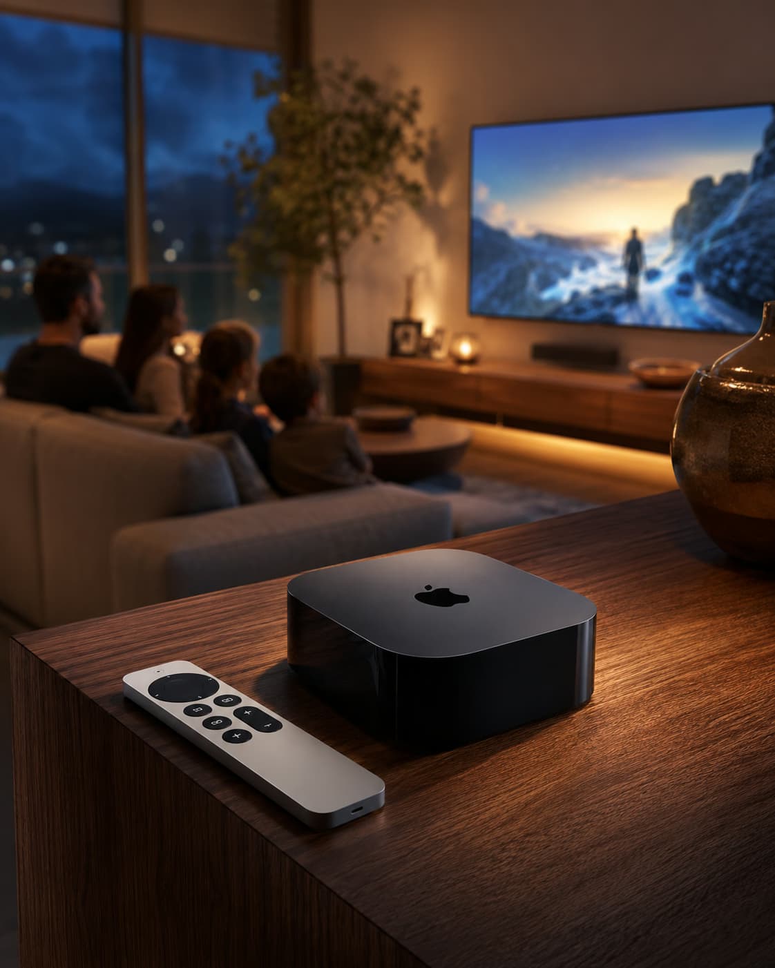 Apple TV als Familien Entertainment im modernen Wohnzimmer