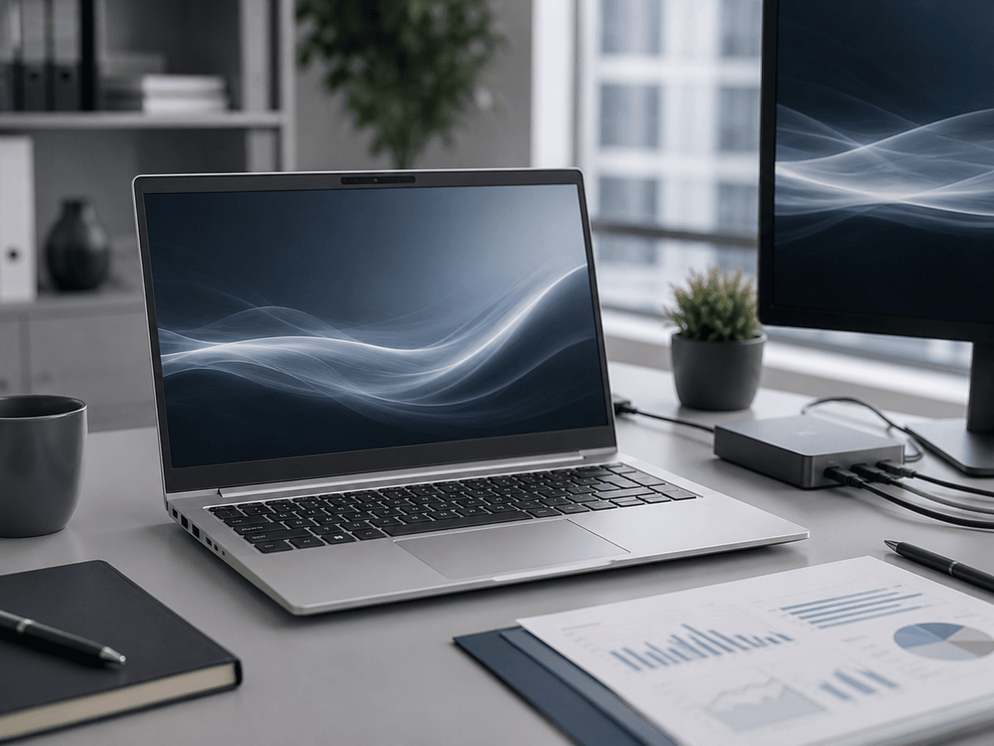 HP ProBook Business Laptop in einem professionellen BÃ¼ro Setup