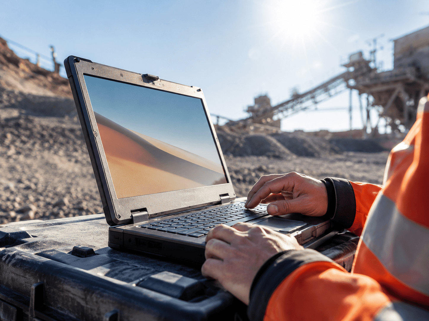 Laptop mit hellem Display fÃ¼r Arbeit im Freien