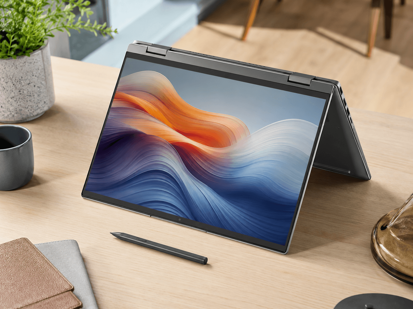 Lenovo Yoga 2 in 1 Touchscreen Laptop im modernen Workspace