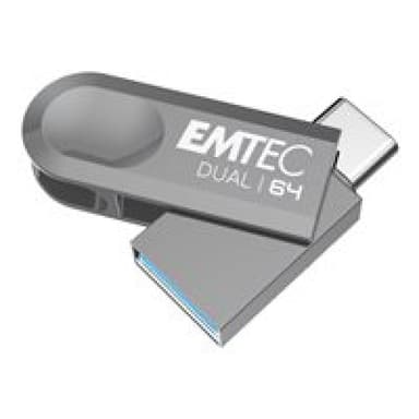 EMTEC D280 Dual USB-Stick 64 GB USB Type-A / USB Type-C 3.2 Gen 1 (3.1 Gen 1) Silber
