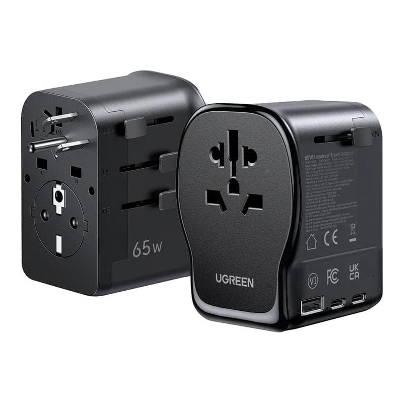 UGREEN S550 65W Universal Travel Adapter Reiseladeadapter 65 W USB-C®, USB-A QC 4+ Schwarz, Gra