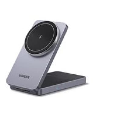 UGREEN W528 Magnetic Charger 2-in-1 Wireless Charger 7.5 W Induktionslade-Standard Grau Wireles