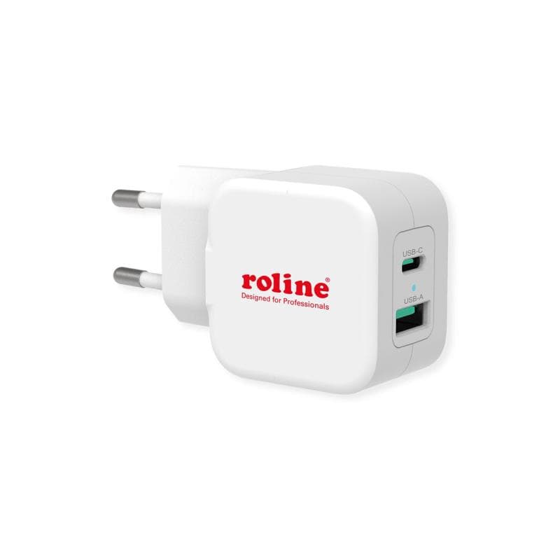 ROLINE 19.11.1052 USB Ladegerät 20 W 1x USB-A, 1x USB-C® USB PD Weiß Innenbereich