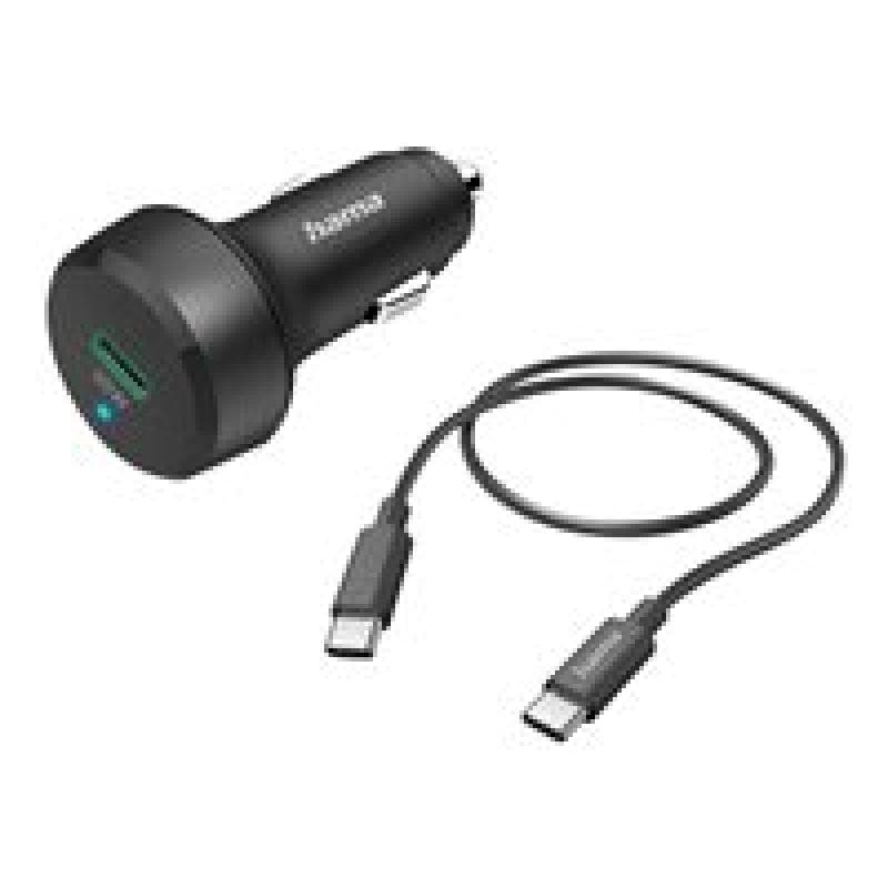 HAMA Auto-Schnellladegerät mit Ladekabel USB-C, PD, 25 W, 1 m, Schwarz KFZ-Ladestation 25 W Sch