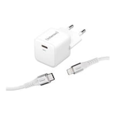 INTENSO W30C GaN + C315L USB Ladegerät 30 W 1x USB-C®, 1x Apple Lightning Weiß Innenbereich GaN
