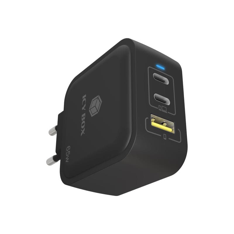 RAIDSONIC ICY BOX GaN Wandladegerät USB-C® Adapter 65 W Schwarz