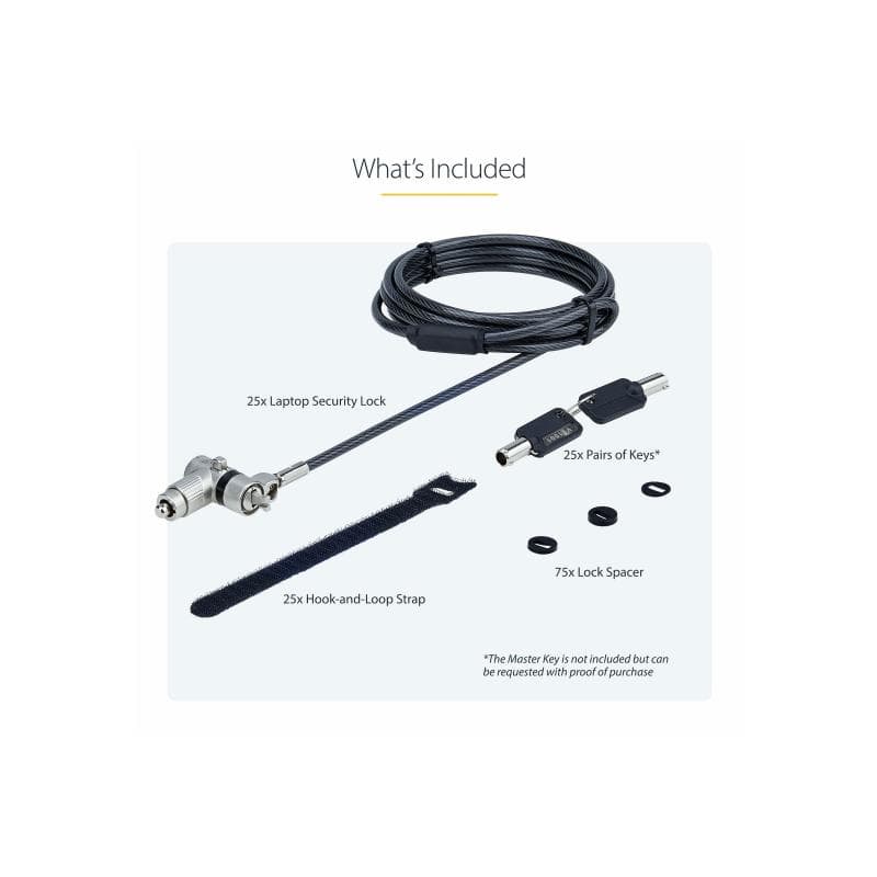 STARTECH.COM 25-Pack Universal Laptopschloss 2m Master Key Sicherheitsschloss Noble Wedge/Nano/K-Slo