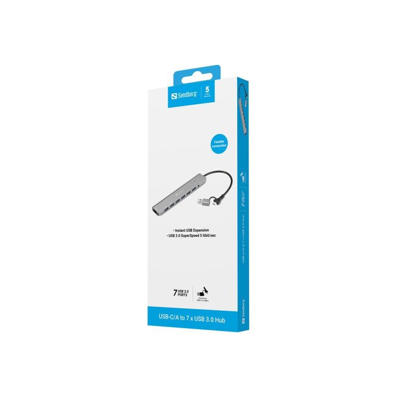 SANDBERG USB-C/A to 7 x USB 3.0 Hub