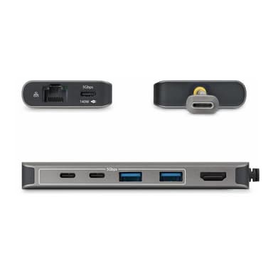 STARTECH.COM USB-C auf HDMI Multiport Adapter mit 140W PD Laden 4K 60Hz 5-Port USB 5Gbps Hub GbE Min