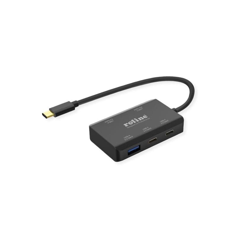 ROLINE USB 3.2 Gen 2 Hub 4fach 2x USB-A + 2x USB-C PD Typ C Anschlusskabel
