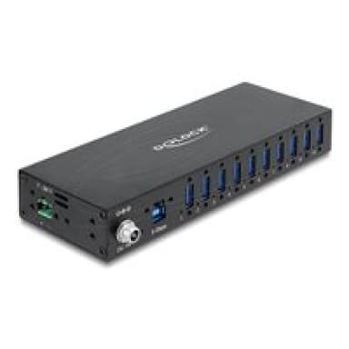 DELOCK Industrie Hub 10 x USB 5 Gbps Typ-A mit 8 kV ESD Schutz und Hutschienenbefestigung