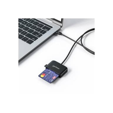 MANHATTAN USB-C Chipkartenleser mit microSD-Slot liest SIM-Karten Windows Android iPadOS Linux macOS