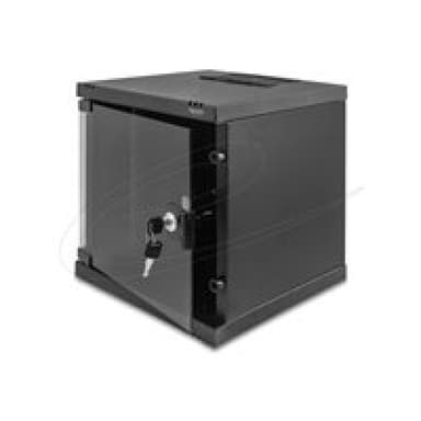 DELOCK 25,4cm 10zoll Netzwerkschrank 6 HE mit Glastür zur Stand- oder Wandmontage 240mm Tiefe Tragla