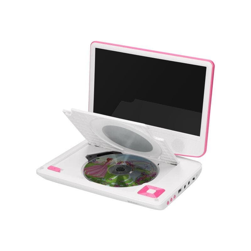 LENCO DVP-910 9″ DVD-Player + USB & KfZ-Halterung. pink/wei
