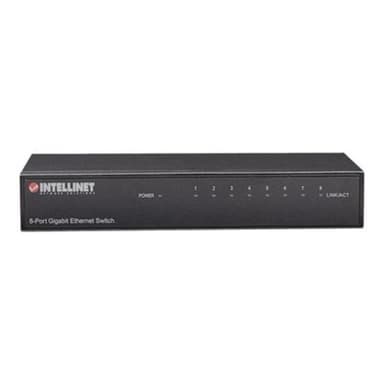 INTELLINET 8Port Gigabit Ethernet Switch Metall Schwarz 10/100/1000 auto sensing und Auto MDI-X