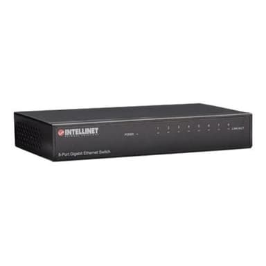INTELLINET 8Port Gigabit Ethernet Switch Metall Schwarz 10/100/1000 auto sensing und Auto MDI-X