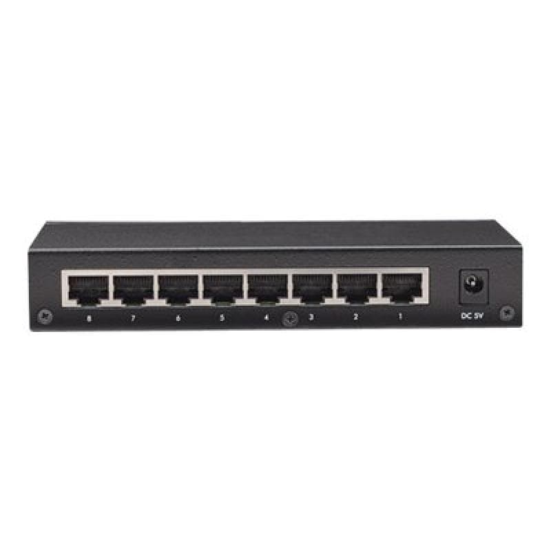 INTELLINET 8Port Gigabit Ethernet Switch Metall Schwarz 10/100/1000 auto sensing und Auto MDI-X