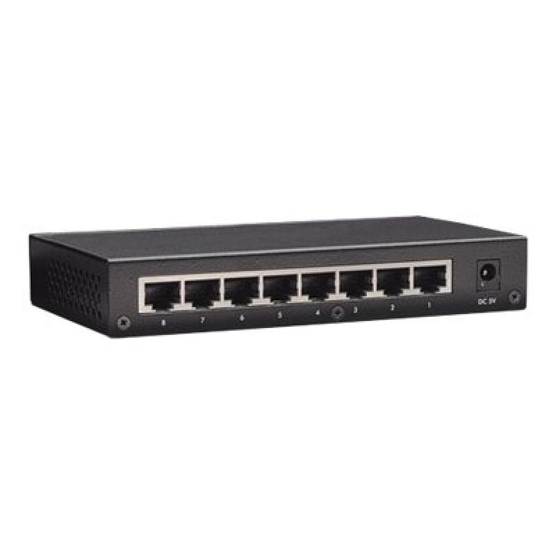 INTELLINET 8Port Gigabit Ethernet Switch Metall Schwarz 10/100/1000 auto sensing und Auto MDI-X