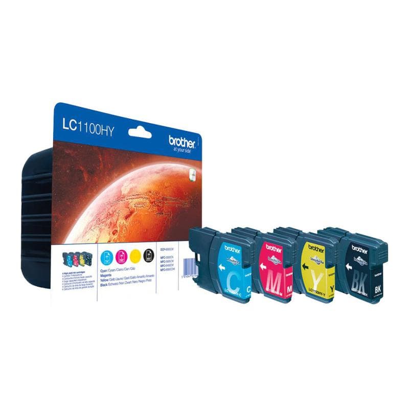 BROTHER LC1100HY Value Pack 4er Pack Schwarz, Gelb, Cyan, Magenta Tintenpatrone