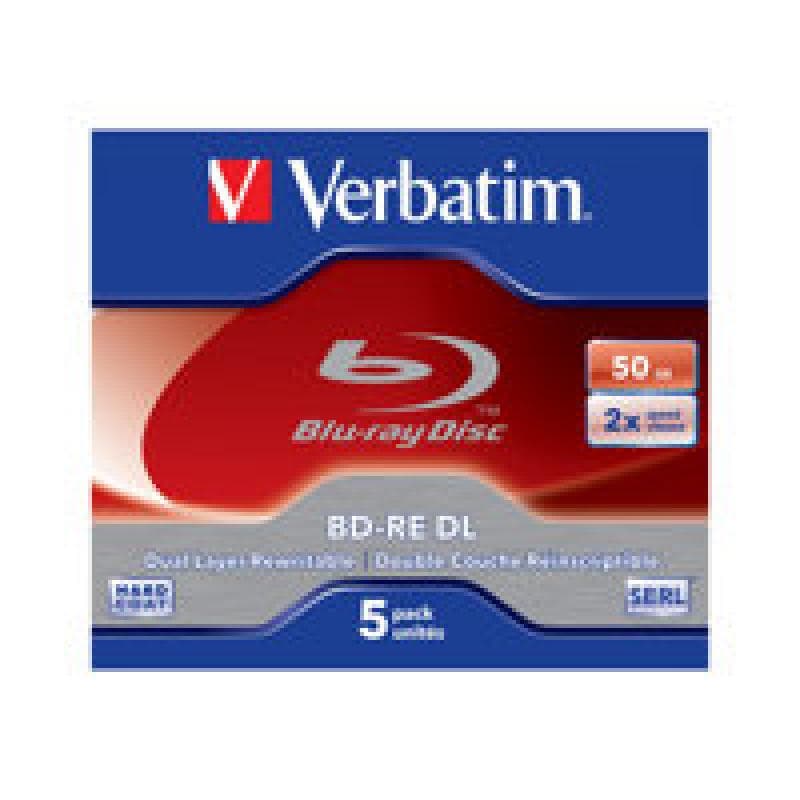 Verbatim BD-RE Blu-Ray 50GB 2x Speed White Blue Surface JC 5er Pack