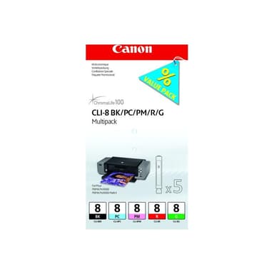 CANON CLI Value Pack 8 Multipack Schwarz, Cyan, Magenta, Rot, grün Tintenbehälter