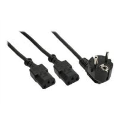 INLINE Netz-Y-Kabel 1x Schukostecker auf 2x Kaltgeraetestecker 1,8m