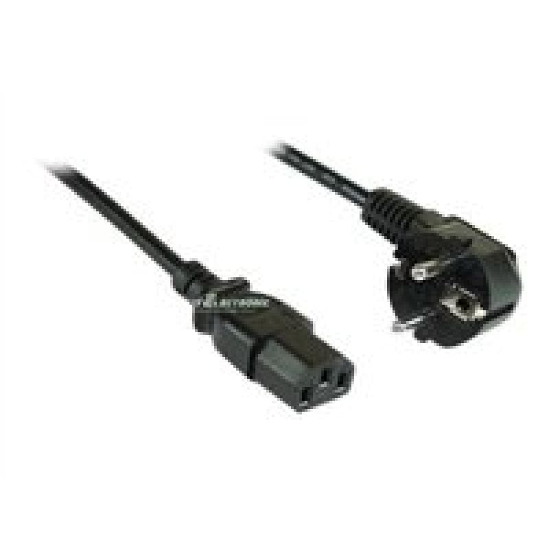 INLINE Netzkabel Schukostecker gewinkelt auf Kaltgeraetestecke schwarzr 3m