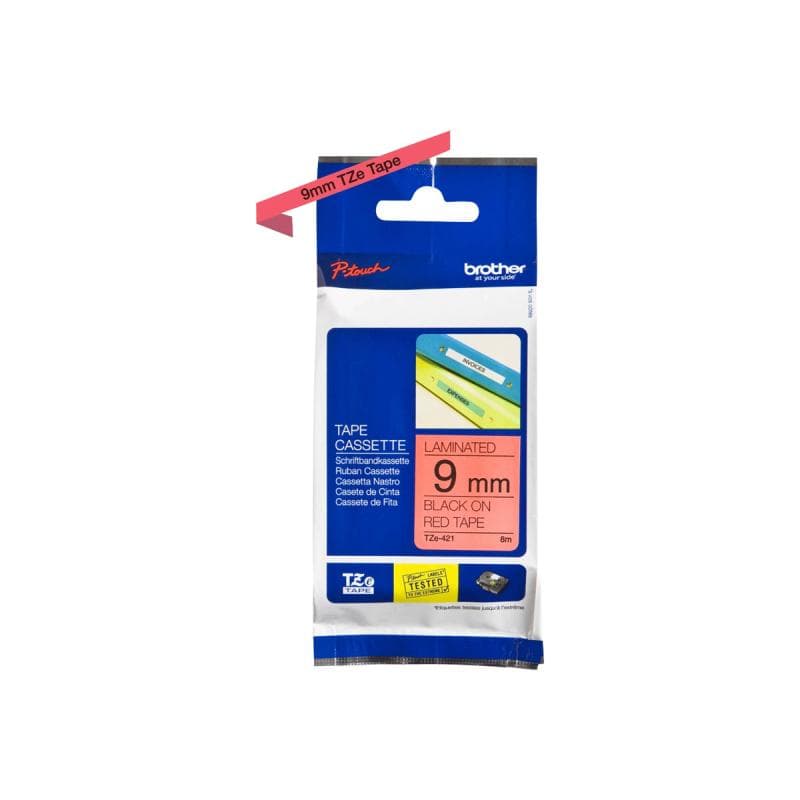 Tape TZE421 / rot/bk /8m/9mm/Ptouch 1000