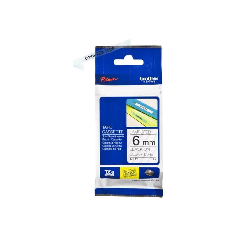 BROTHER TZ111 Schriftbandkassette 6mm 8m colorless/schwarz P-touch200/300/500series