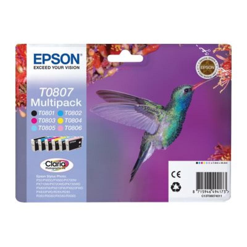 EPSON T0807 Multipack Schwarz, Gelb, Cyan, Magenta, hell Magenta, hell Cyan Tintenpatrone