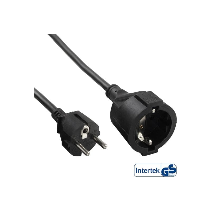 INLINE ® Schuko-Verlängerung St/Bu, schwarz, 5m, mit Kindersicherung