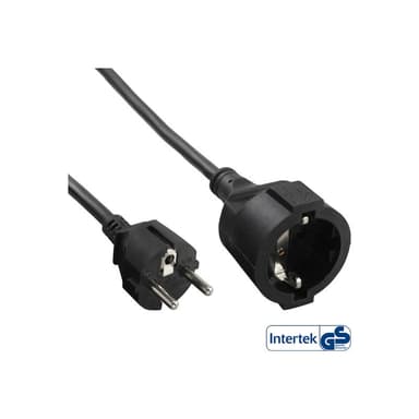 INLINE ® Schuko-Verlängerung St/Bu, schwarz, 2m, mit Kindersicherung