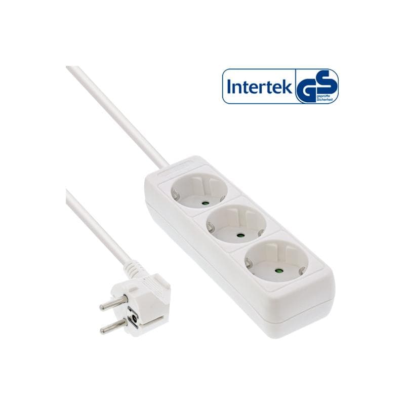 INLINE ® Steckdosenleiste, weiß, 3-fach, 3x Schuko, 3m Zuleitung, mit Kindersicherung