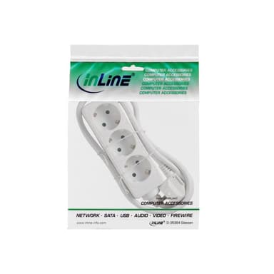 INLINE ® Steckdosenleiste, weiß, 3-fach, 3x Schuko, 3m Zuleitung, mit Kindersicherung