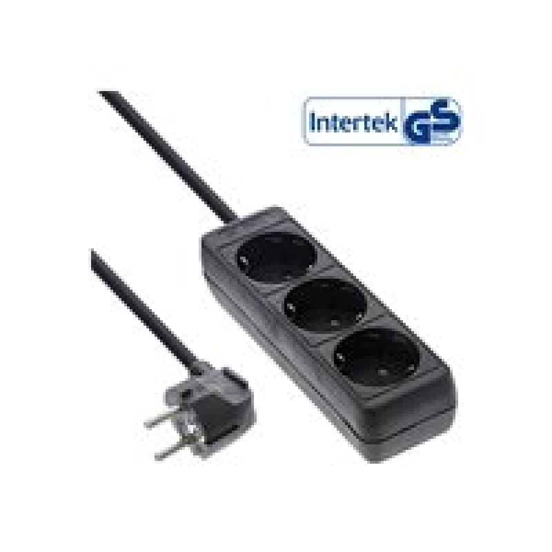 INLINE ® Steckdosenleiste, schwarz, 3-fach, 3x Schuko, 3m Zuleitung, mit Kindersicherung