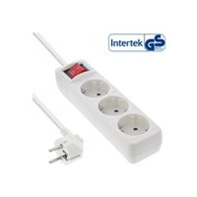 INLINE ® Steckdosenleiste, weiß, 3-fach, 3x Schuko, mit Schalter, 1,5m Zuleitung, mit Kindersicherun