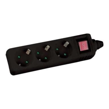INLINE ® Steckdosenleiste, schwarz, 3-fach, 3x Schuko, mit Schalter, 1,5m Zuleitung, mit Kindersiche